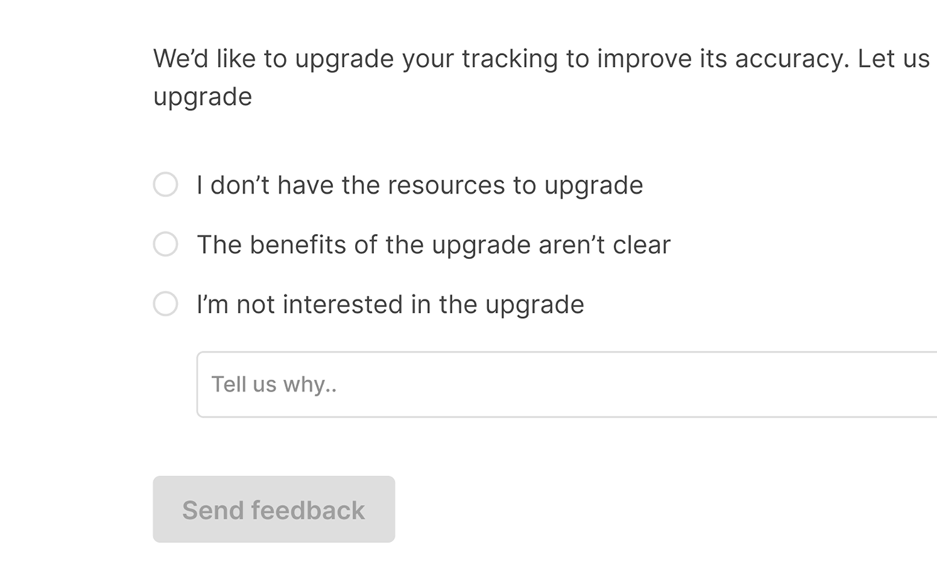 Feedback loop popup